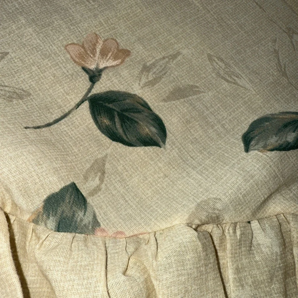 Vtg Cottage Window Curtains 2 Panels Beige Pink Lavender Flowers Floral USA